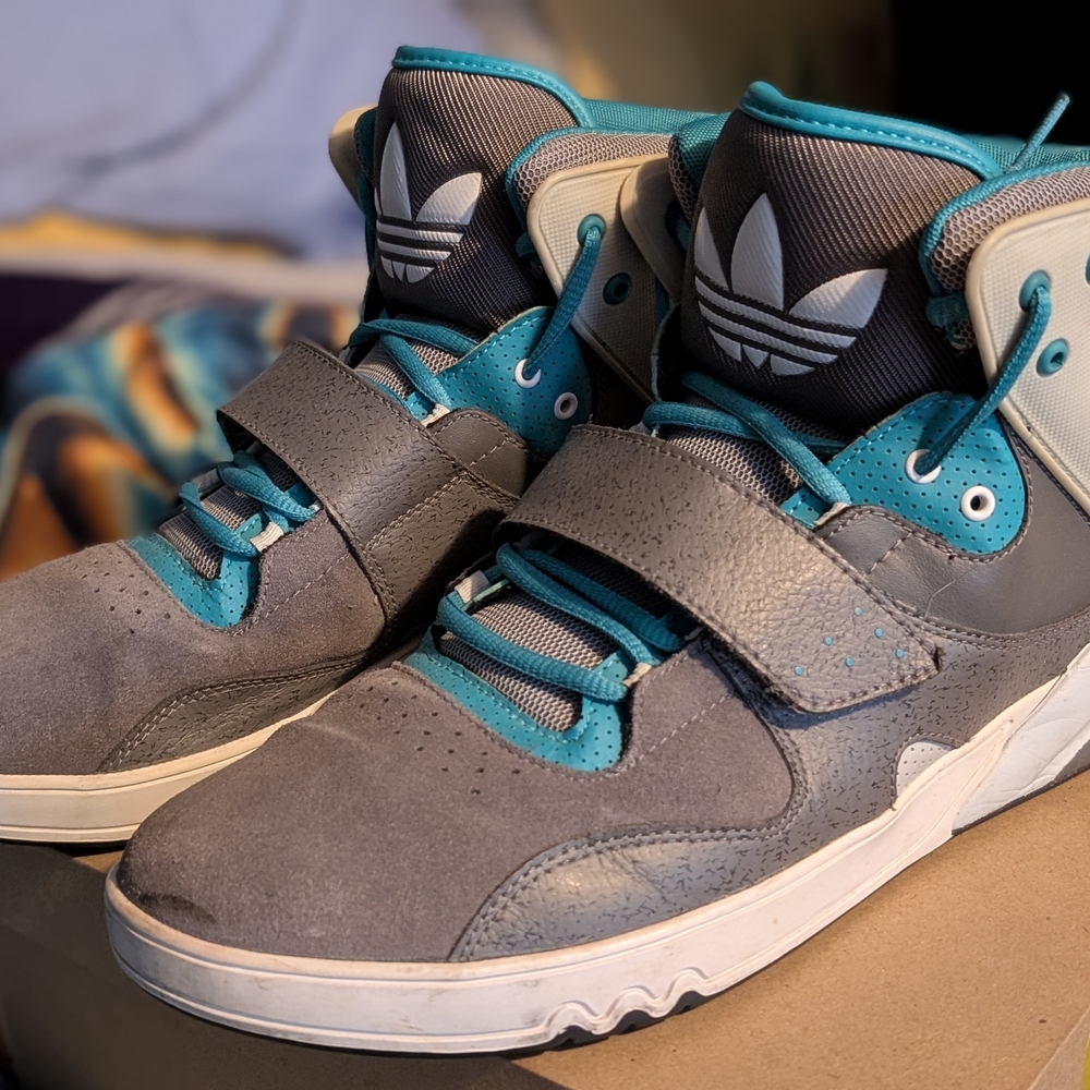 Adidas Kids' Gray and Blue High-Top Sneakers